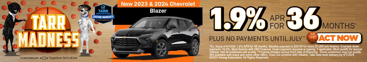 New 2023 & 2024 Chevrolet Blazer – 1.9% for 36 mo* 