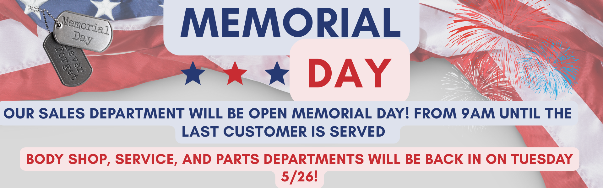 Memorial Day Hrs