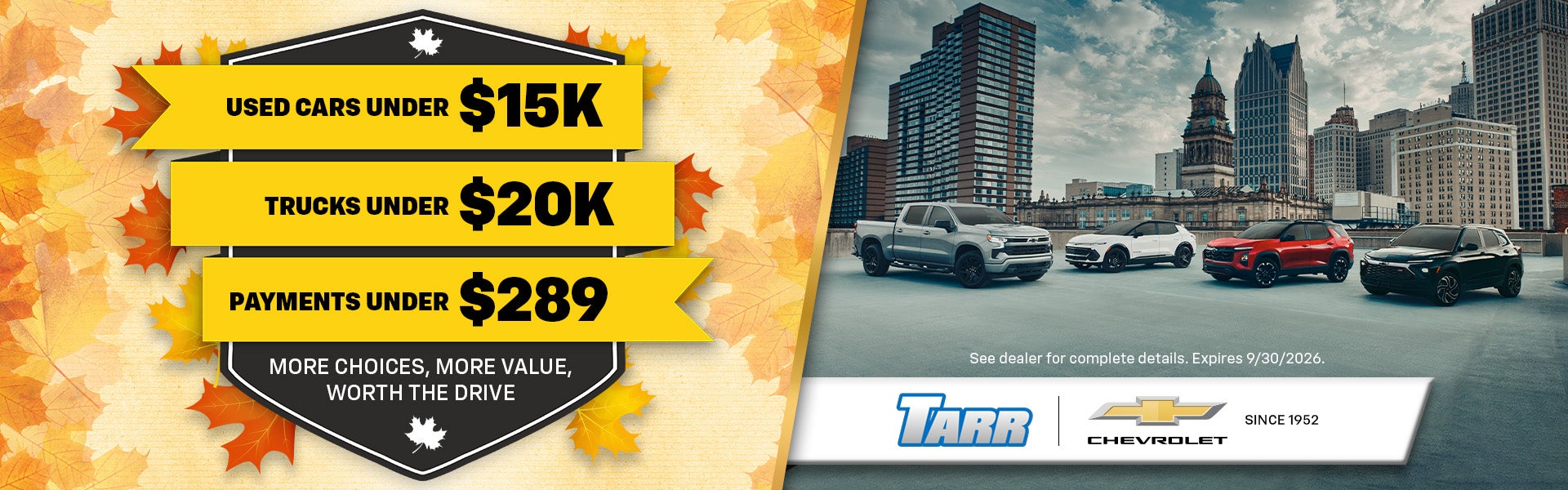 Used cars, Trucks, and payments under $289
